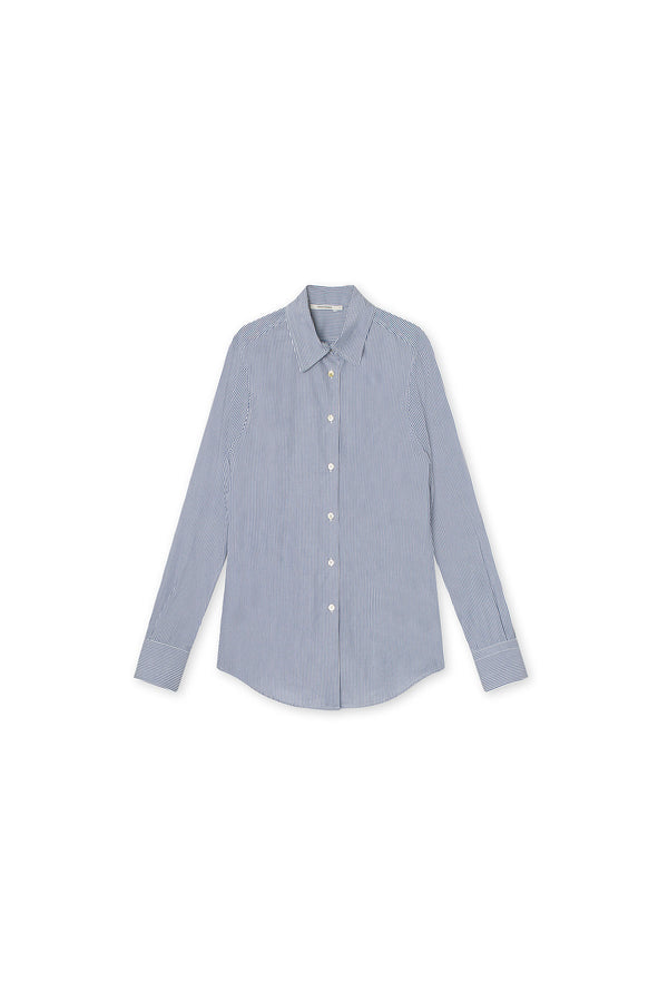 Suzie Shirt - Stripe Cotton  - Marine