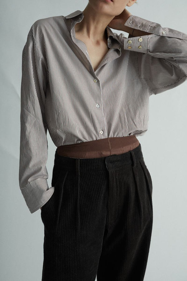 Naomi Shirt - Stripe Cotton - Camel